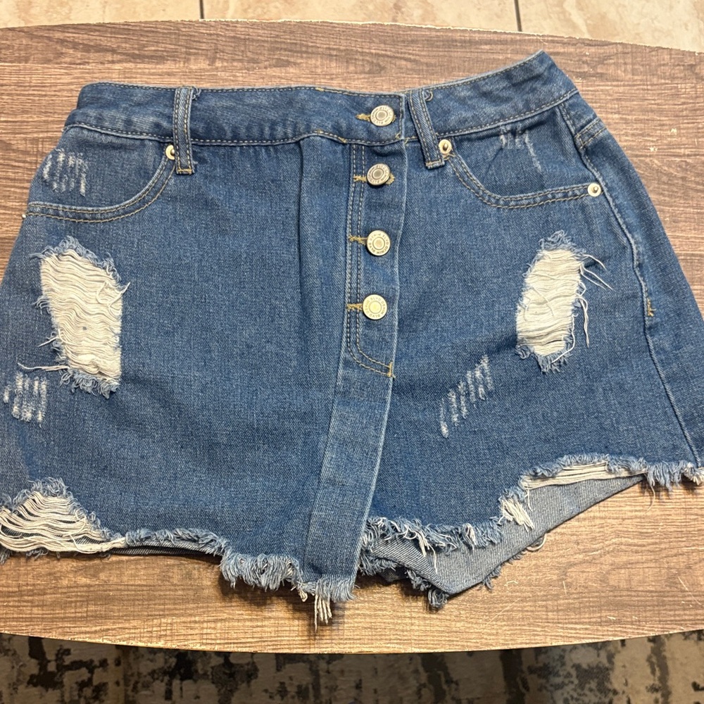 Denim Distressed Skort